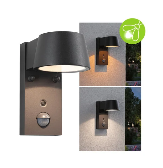 Aplique para exterior con sensor LED Capea de Paulmann, aluminio antracita