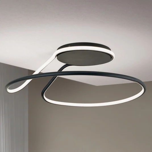 Plafón LED Claire, negro, atenuable