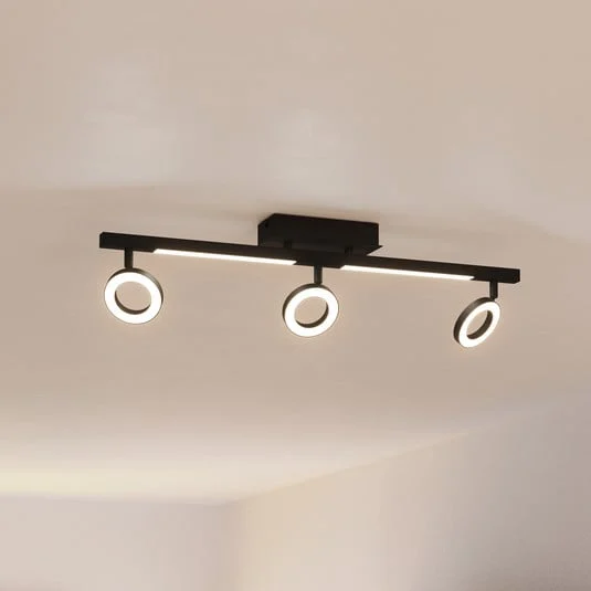 LED downlight Cardillio 2 negro con tres Ring