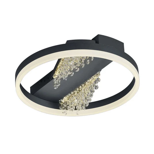 Plafón LED Dunja con aspecto de cristal negro