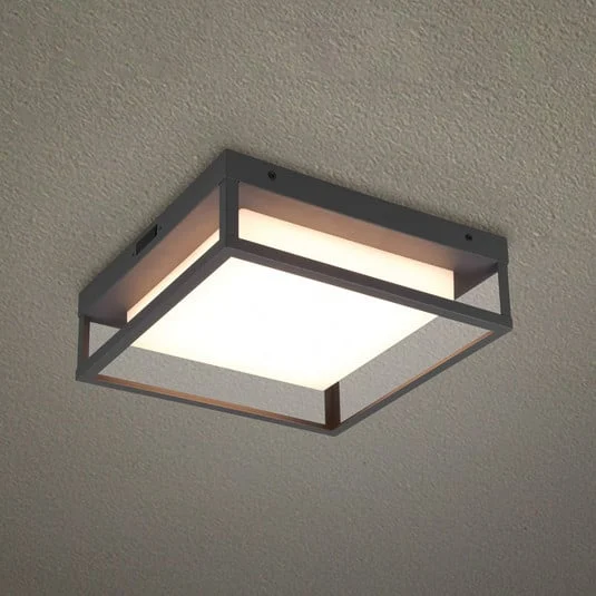 Plafón para exterior LED Witham IP54, CCT, antracita