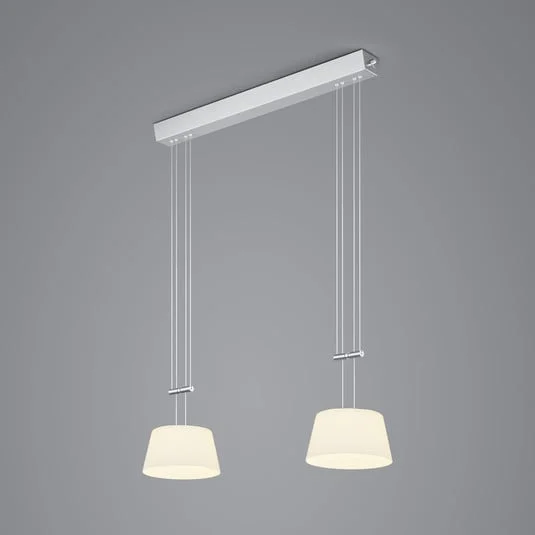 BANKAMP Lámpara colgante LED Conus, 2 luces, níquel