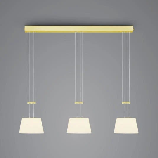 BANKAMP Lámpara colgante LED Conus, 3 luces, latón
