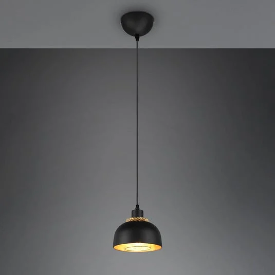 Punch lámpara colgante negro/oro 1 luz Ø 18 cm