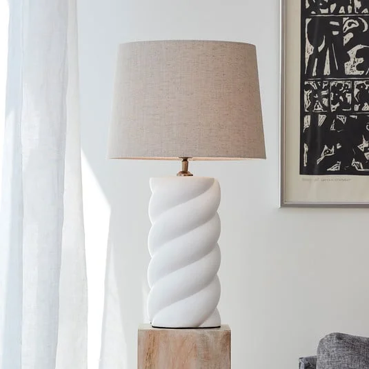 PR Home Spin de mesa Ø 35cm blanco/lino natural