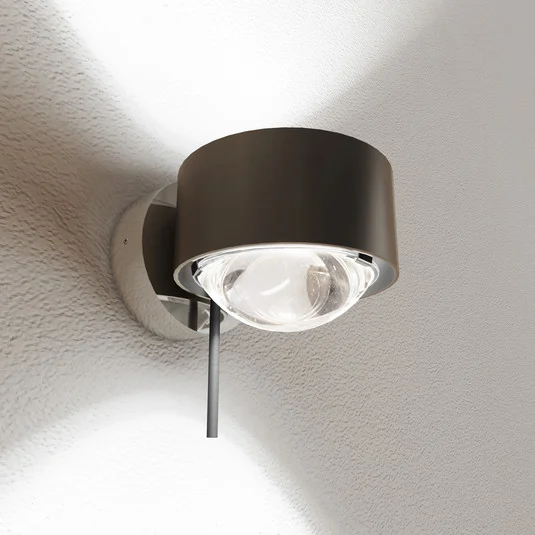 Puk! 80 Wall foco LED lentes claras marrón/cromo