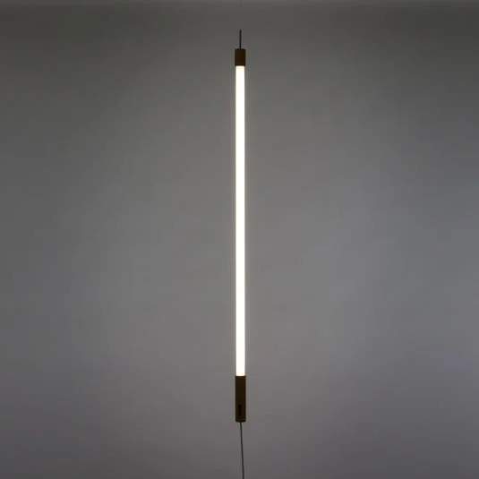 SELETTI Lámpara LED Linea, blanca, detalles de madera, universal