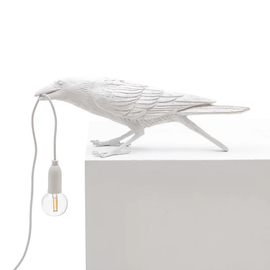 SELETTI Lámpara Pájaro LED lámpara de mesa decorativa blanco juguetón