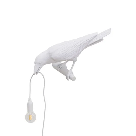 SELETTI Bird Lamp Aplique de pared LED, vista a la izquierda, blanco