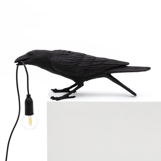 SELETTI Bird Lamp lúdica lámpara de mesa LED, negra