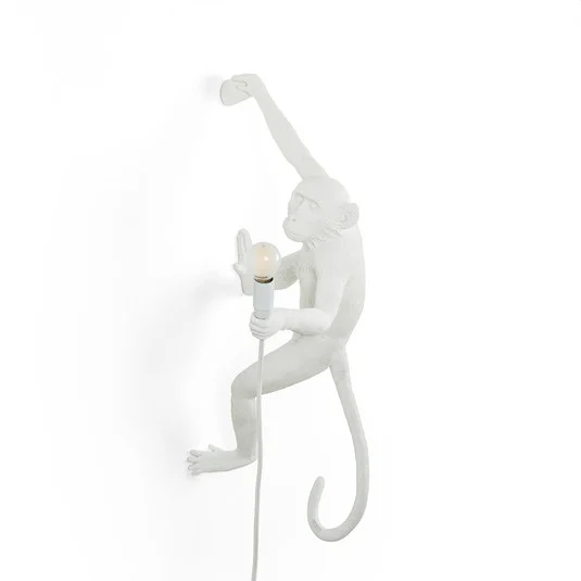 Aplique decorativo LED Monkey Lamp blanco, derecha