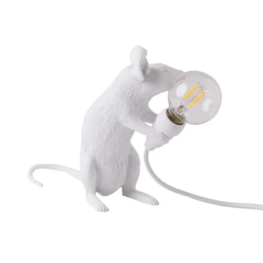 SELETTI Ratón Bombilla LED lámpara decorativa USB sentado blanco