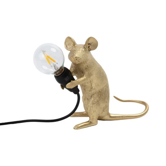 SELETTI Ratón Bombilla LED lámpara decorativa USB sentado oro