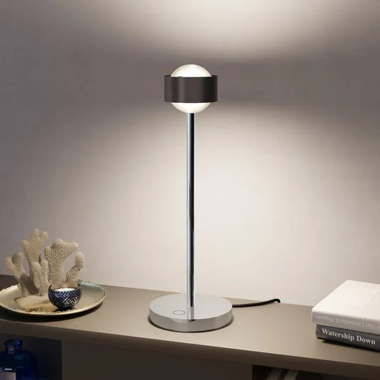 Puk! 80 Eye Table LED, lentes mate, marrón/cromo