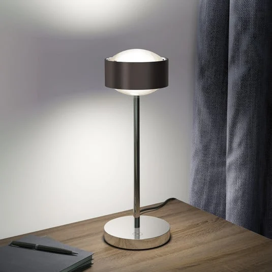 Puk! 120 Eye Table LED, lentes mate, marrón/cromo