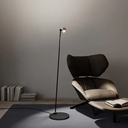 Puk! 80 Floor LED lentes claras/mate cobre/negro