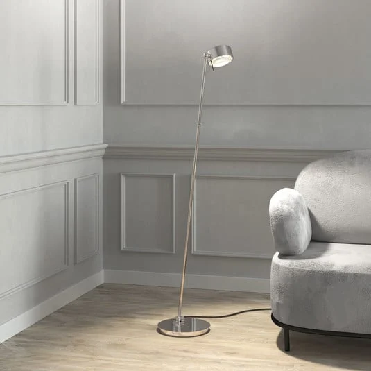 Puk! 120 Floor LED lentes claras/mate, cromo