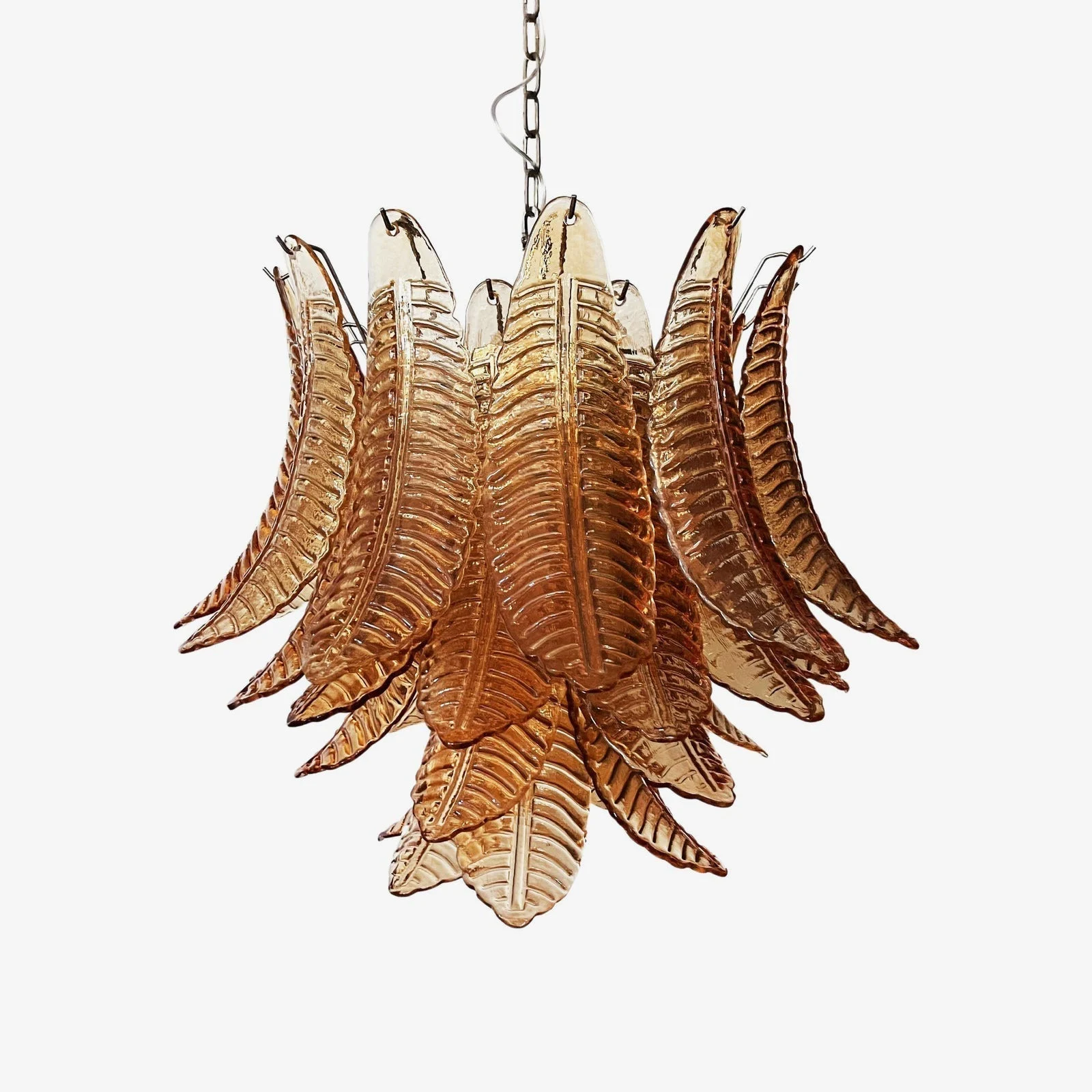 Aurora Araña De Luces Ámbar Hoja Cristal Capas Veneciano
