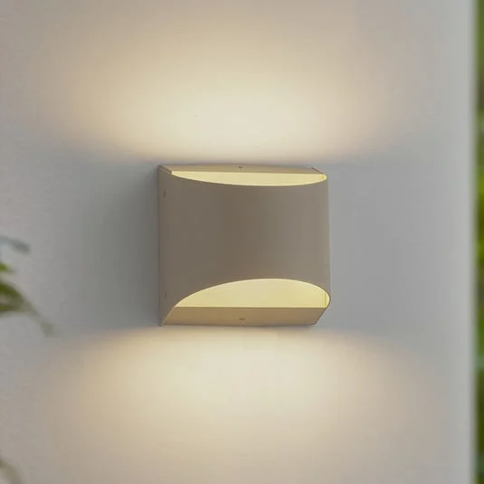 Lindby aplique LED para exterior Lenore, beige, metal, 13,5 cm