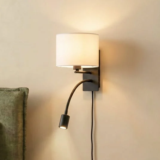 Lindby aplique de pared Florens, negro, lámpara de lectura LED, 23,5 cm