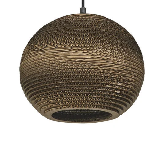Lámpara colgante LEDVANCE Bola, Ø 26 cm, marrón, cartón ondulado, E27