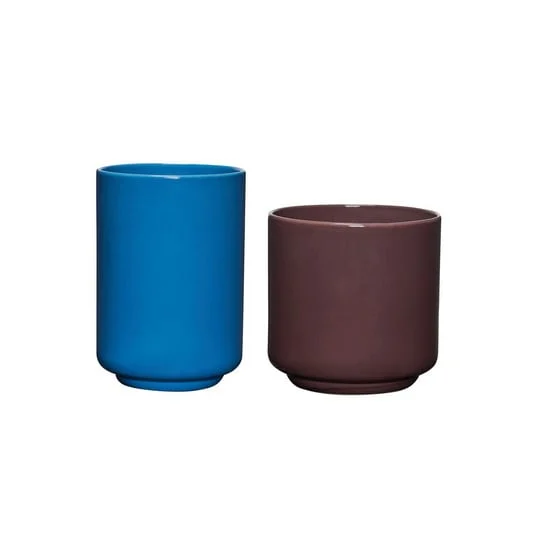 Hübsch Deux potes, rojo-marrón/azul, set de 2, polvo de piedra