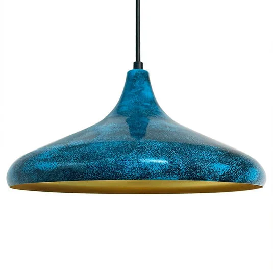 Lámpara colgante Claus, azul/oro, Ø 35 cm, metal, E27