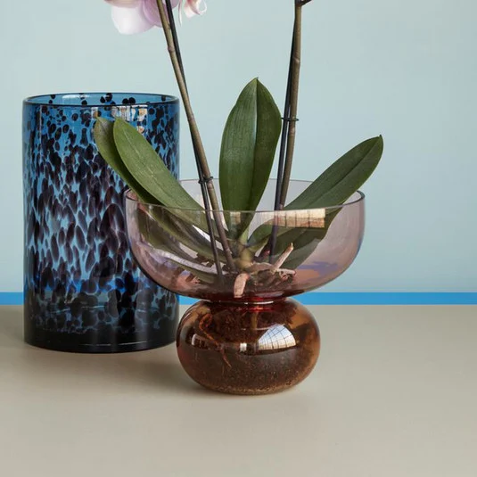 Hübsch Jarrón Show, color rosa/ámbar, cristal, Ø 25 cm