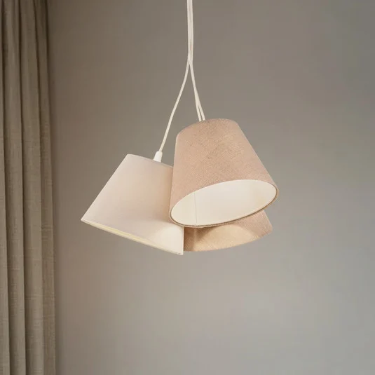Lámpara colgante Boho, 3 luces, crema/beige, yute