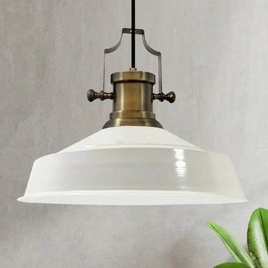 Augusta lámpara colgante, blanco, Ø 40 cm, metal, E27, vintage