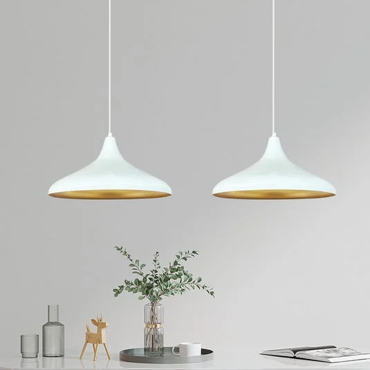 Lámpara colgante Claus, blanca, longitud 85 cm, 2 luces, metal