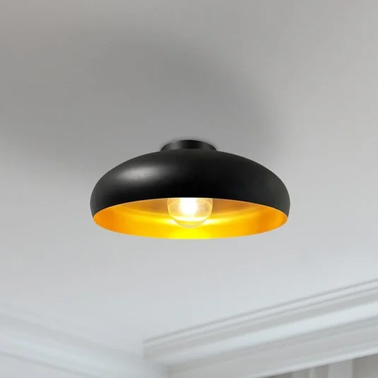 Plafón Olli, negro/oro Ø 40 cm, metal, E27