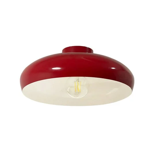 Plafón Olli, Ø 40 cm, rojo/blanco, metal, E27