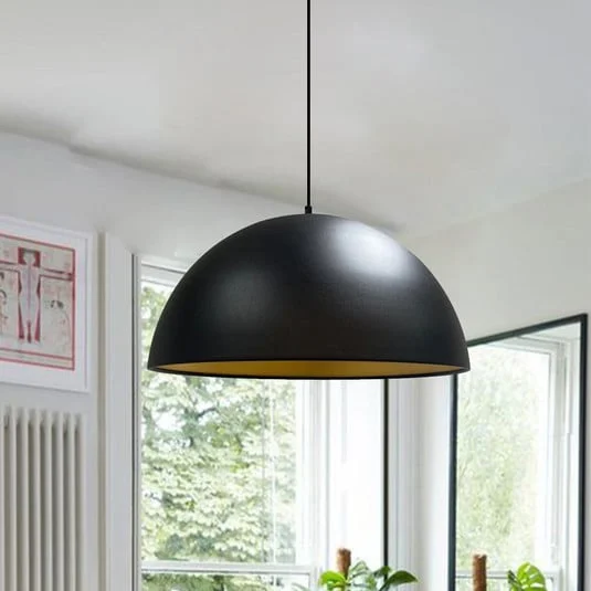 Lámpara colgante Lipeo, negro/oro, Ø 40 cm, metal, E27