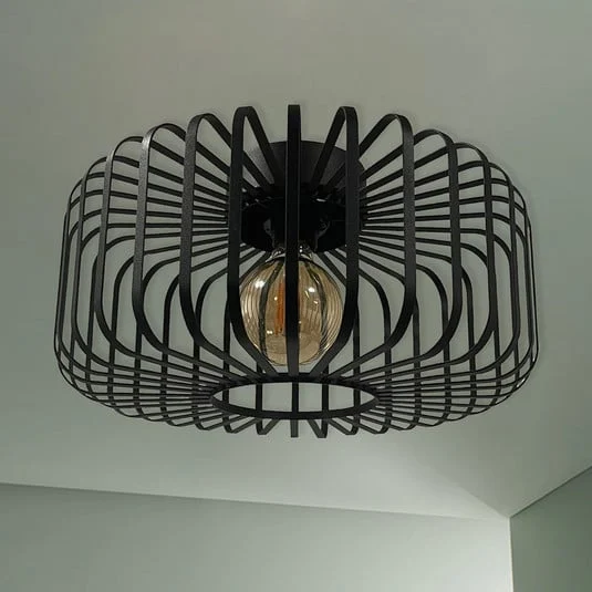 Plafón Niko, negro, Ø 39 cm, metal, E27