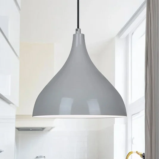 Lámpara colgante Adash, gris, metal, Ø 26 cm, E27