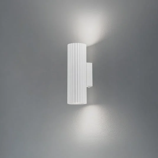 Aplique de pared de carbono, blanco, altura 20 cm, aluminio, 2 luces.