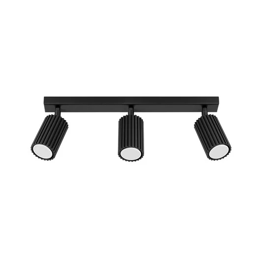 Downlight de techo carbono, negro, longitud 45 cm, aluminio, 3 luces.