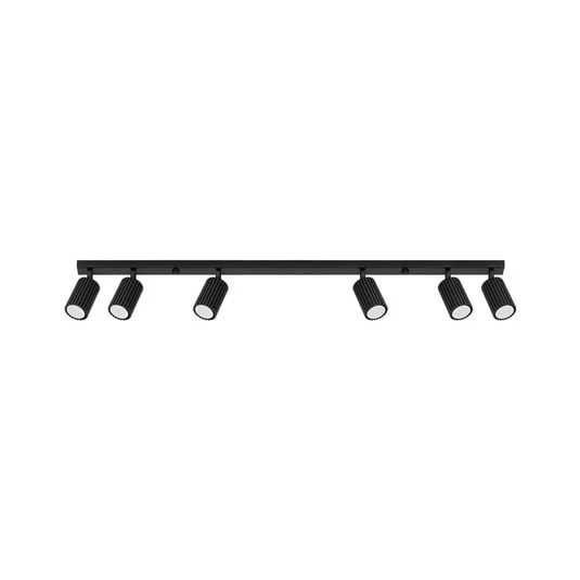 Downlight de techo carbono, negro, longitud 117 cm, aluminio, 6 luces.