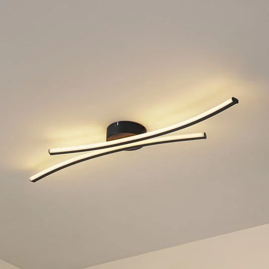 Plafón LED Ravion de Lindby, 90 cm, negro, 3000 K