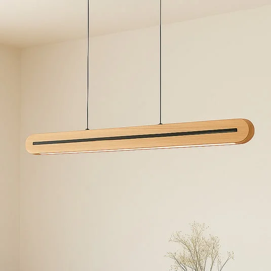 lámpara colgante LED Lucande Darnor, madera, CCT, longitud 100 cm