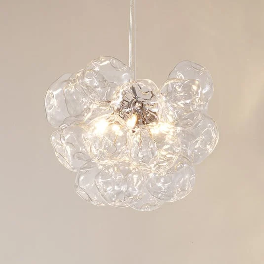 Lámpara colgante Lucande Diborah, transparente, Ø 43 cm, cristal, G9