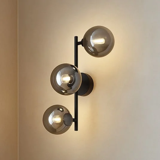 Aplique Lindby Orbelia, negro, 3 luces, cristal, G9