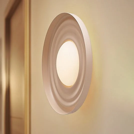 Aplique de pared LED Lindby Waves, beige, Ø 43 cm, metal