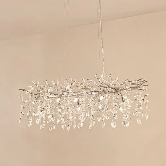 Lámpara colgante Lucande Bellora, 101 cm, acero inoxidable, cristal