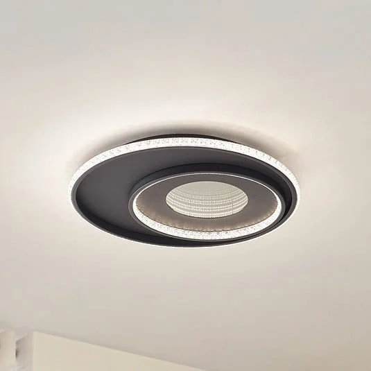 Lámpara LED de techo Lindby Inessa, Ø 51 cm, negro, CCT, atenuable