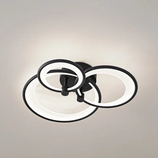 Lámpara LED de techo Lindby Sorma, negra, CCT, atenuable