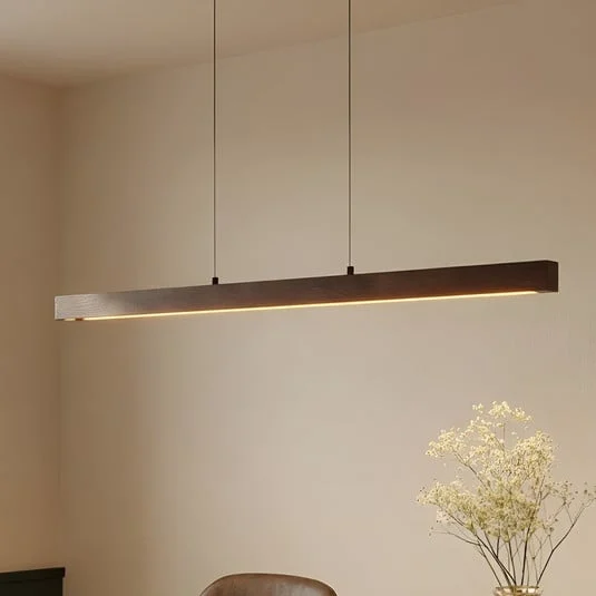 Lámpara colgante LED Lucande Nihalo, nogal, 122 cm, atenuable, CCT