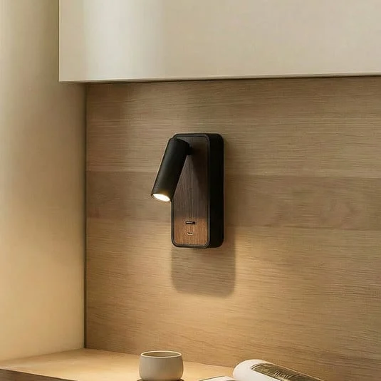 Aplique de pared LED Lindby Tallis, negro, USB-C, orientable