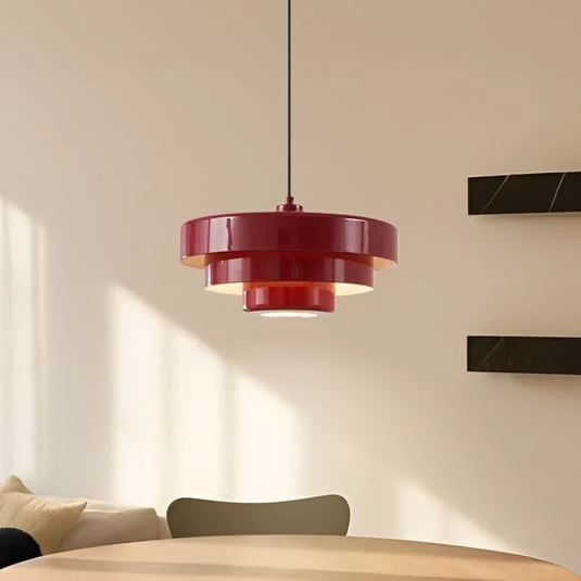 Lámpara colgante Lindby Tivra, roja, Ø 35 cm, metal, E27